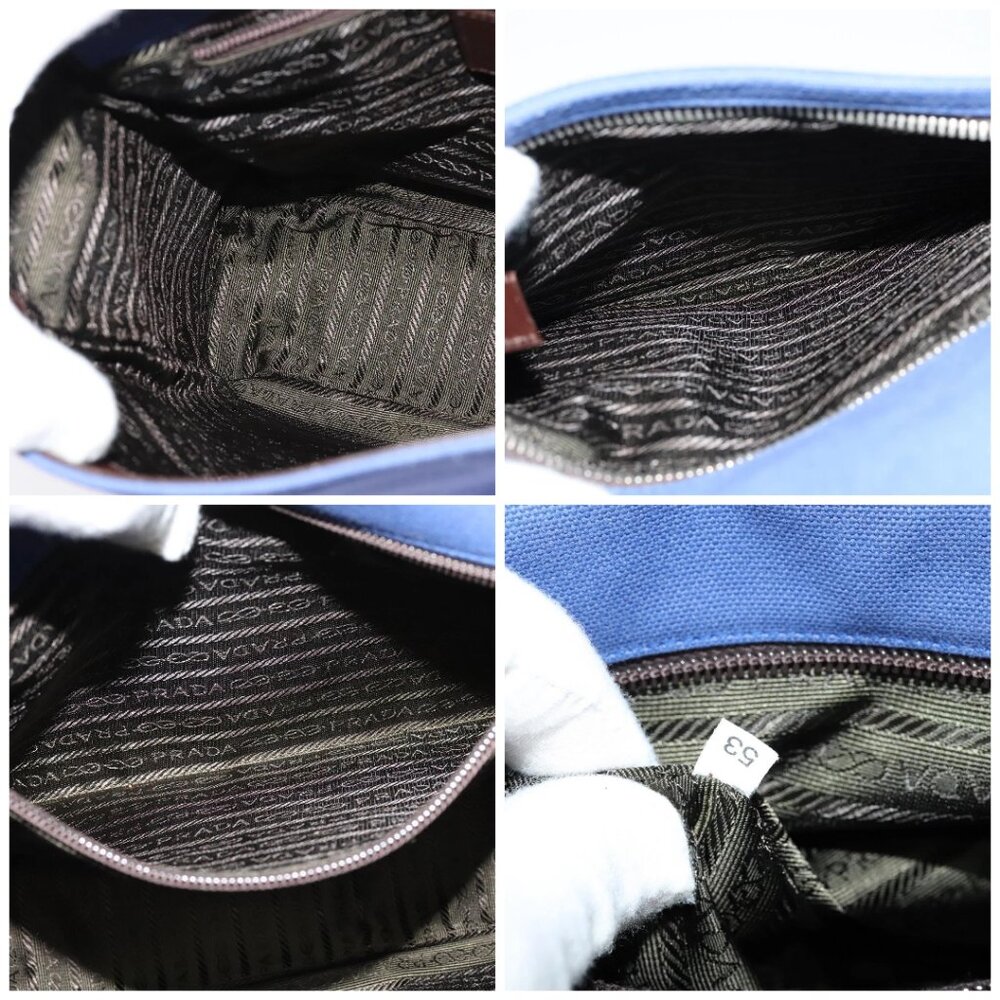 PRADA Shoulder Bag Canvas Blue Silver Auth - Picture 14 of 16
